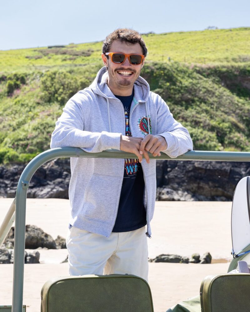 Altzio Men’s Grey Zip-Up Hoodie with Cactus Tattoo Print