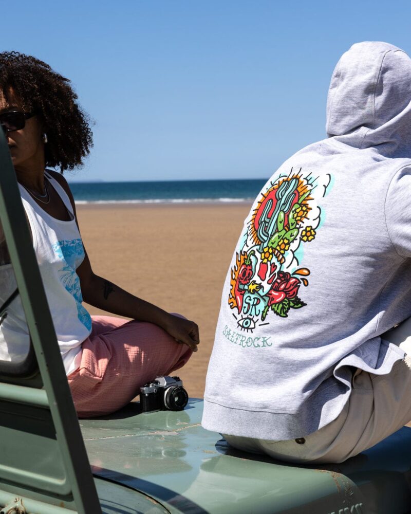 Altzio Men’s Grey Zip-Up Hoodie with Cactus Tattoo Print - Image 4