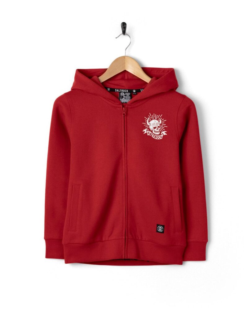 Altzio Kids’ Red Watercolor Zip-Up Hoodie - Image 2