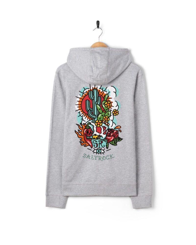 Altzio Men’s Grey Zip-Up Hoodie with Cactus Tattoo Print - Image 5