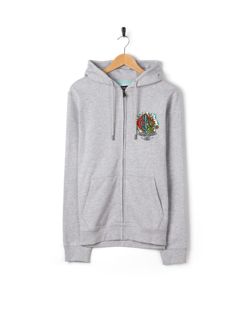 Altzio Men’s Grey Zip-Up Hoodie with Cactus Tattoo Print - Image 9