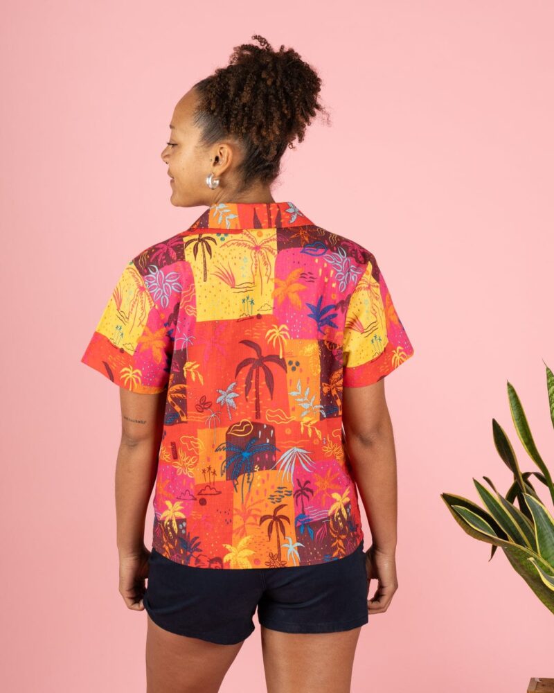 Altzio Women’s Multi-Color Palm Print Short Sleeve Shirt - Image 6
