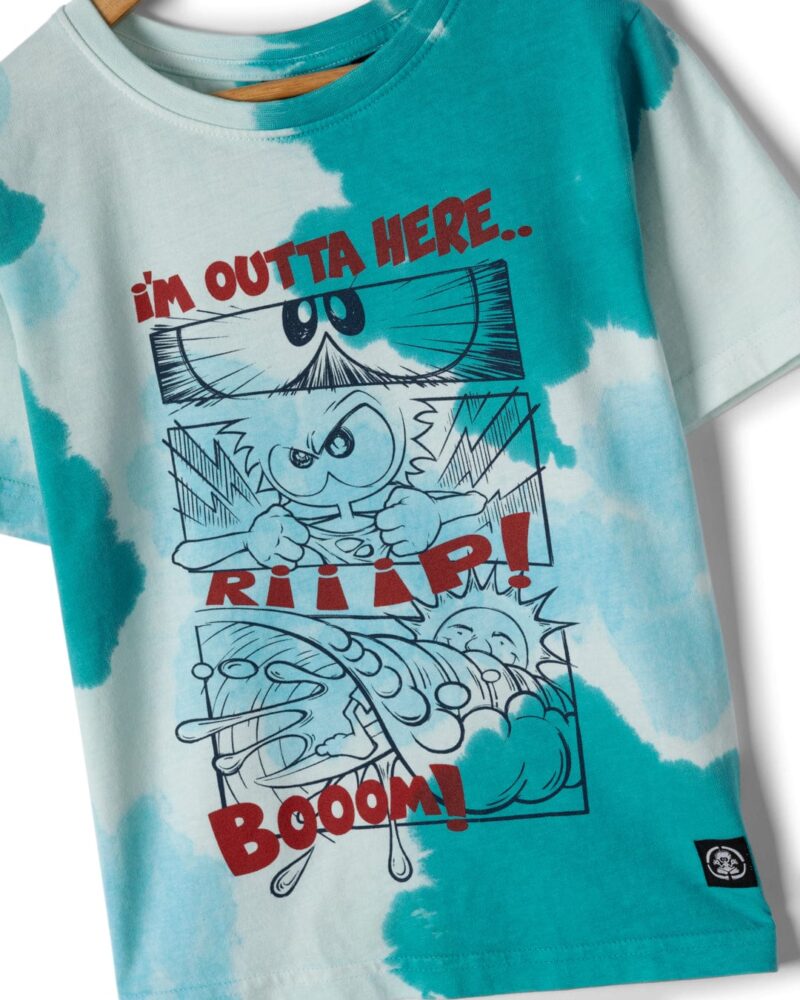Altzio Kids’ Turquoise Graphic Cotton T-Shirt - Image 2
